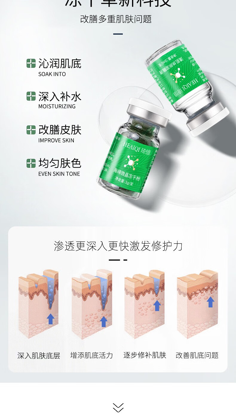 琦憶琦憶海绵微晶i针冻干套盒 小绿膜植物焕肤微晶 美容院专业用同款 一盒装海绵微晶