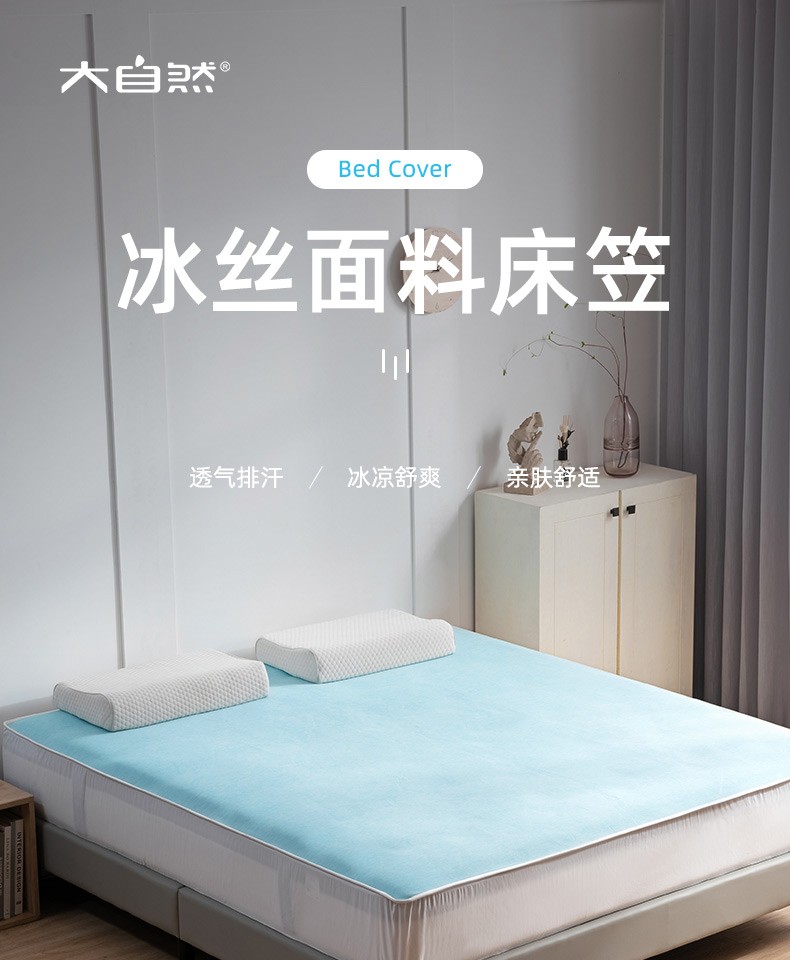 大自然凉席 冰丝面料床罩防滑凉席保护套防尘罩冰丝床笠 冰丝床笠10cm（适配10cm以下床垫） 2000*1800