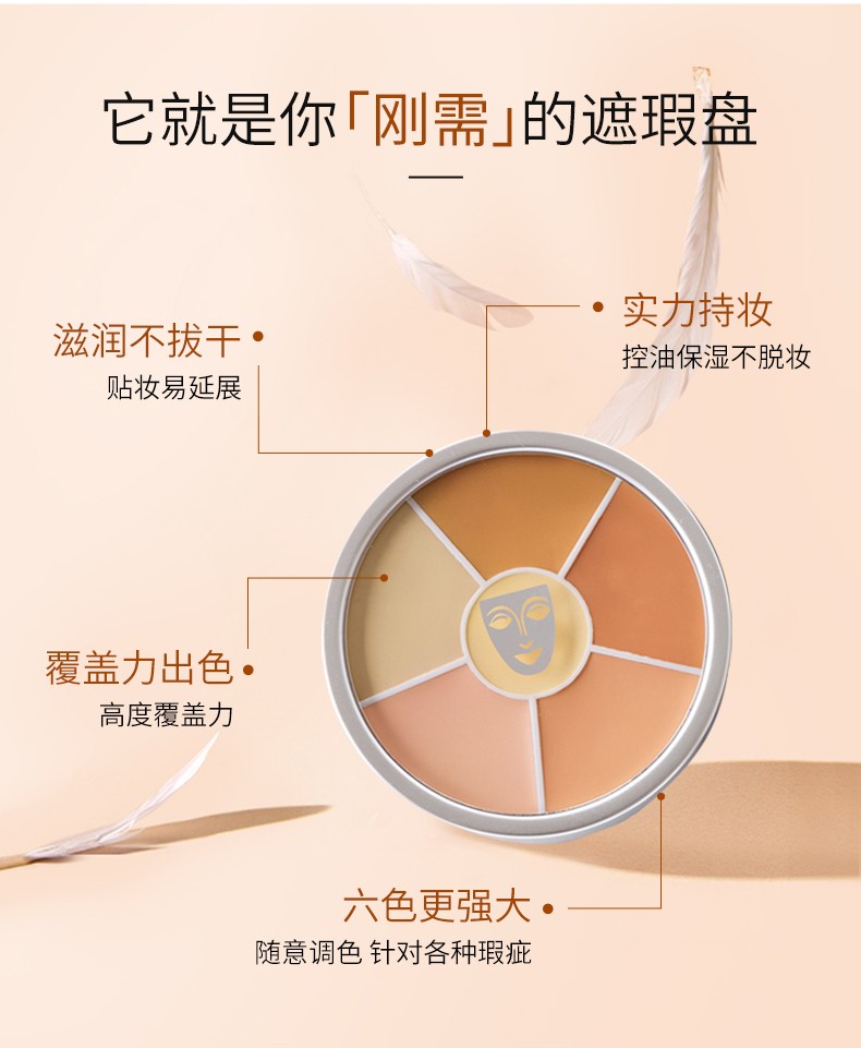 KRYOLAN面具魅影六色遮瑕膏歌剧魅影遮瑕盘遮盖痘痘黑眼圈修容 # Correction基础色
