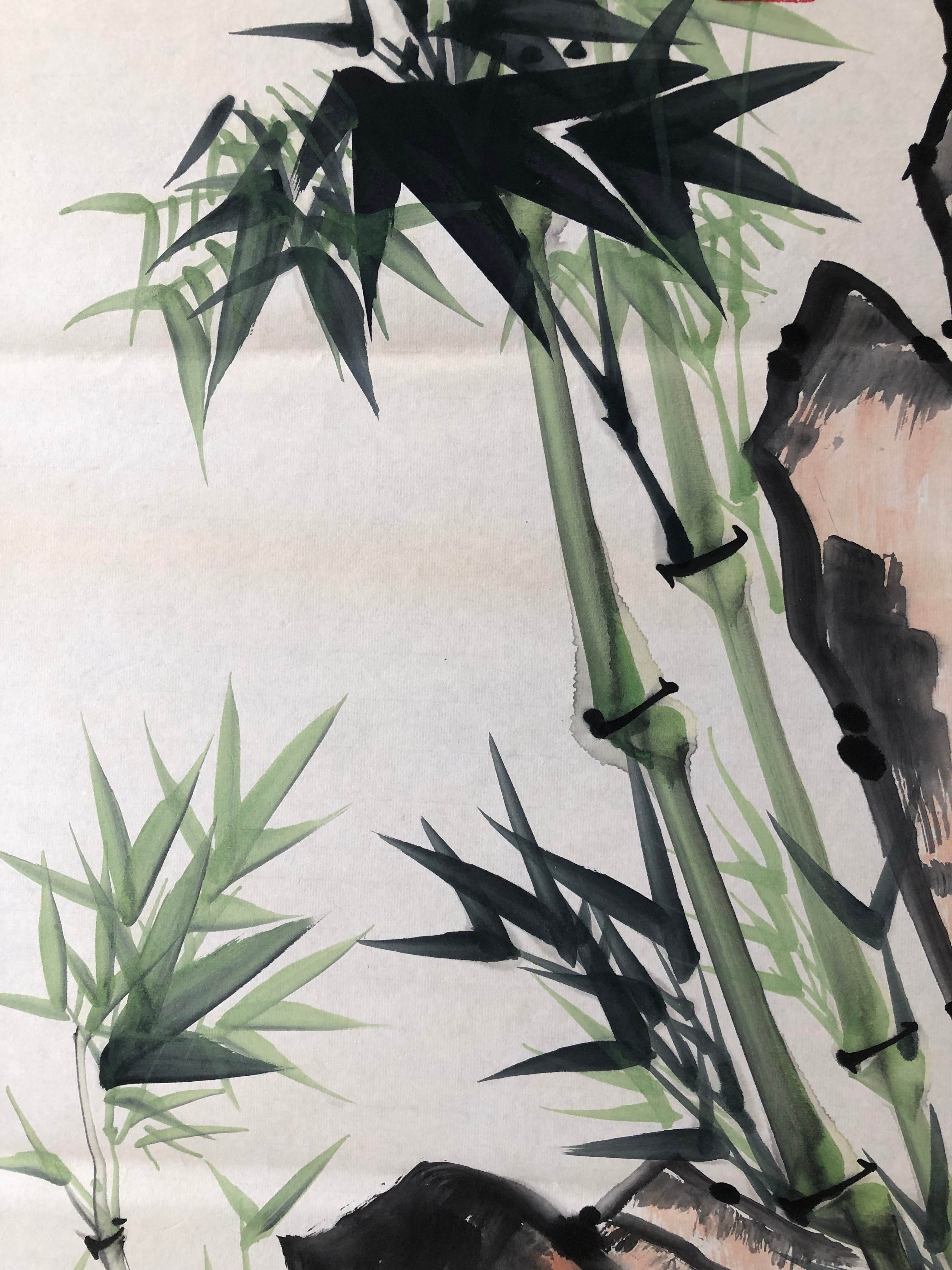 中国美術・純手描き・四条屏・梅兰竹菊画芯・水彩画・啓功印款・宣紙・肉筆・文房置物 中国美術・純手描き・四条屏・梅兰竹菊画芯・水彩画・啓功印款