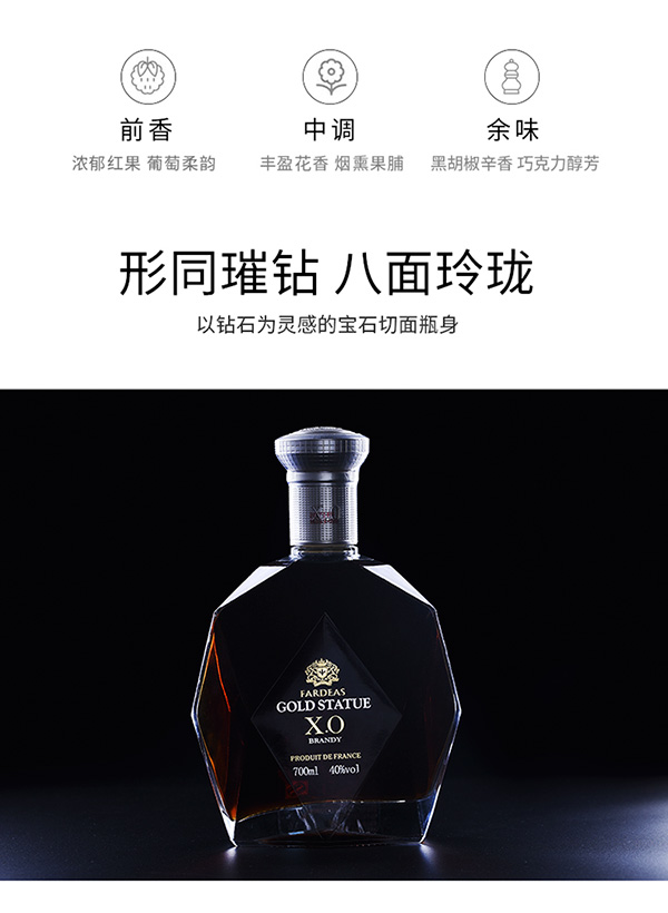 法国洋酒礼盒 派斯顿金尊40度XO白兰地烈酒7