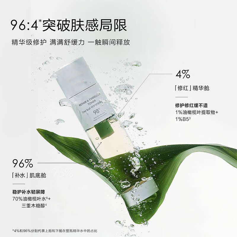 一叶子爽肤水女 补水保湿修色修护肌肤屏障舒缓维稳改善泛红 敏感肌适用化妆护肤品 油橄榄B5双修精粹水 【 120ml 】