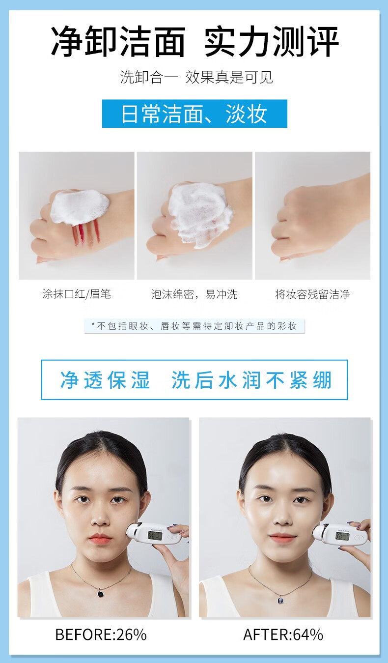 姿尼卡（ZINIKA）氨基酸刷头洗面奶控油洁面乳清洁黑头深层紧致肌肤 洗面奶120gx2支