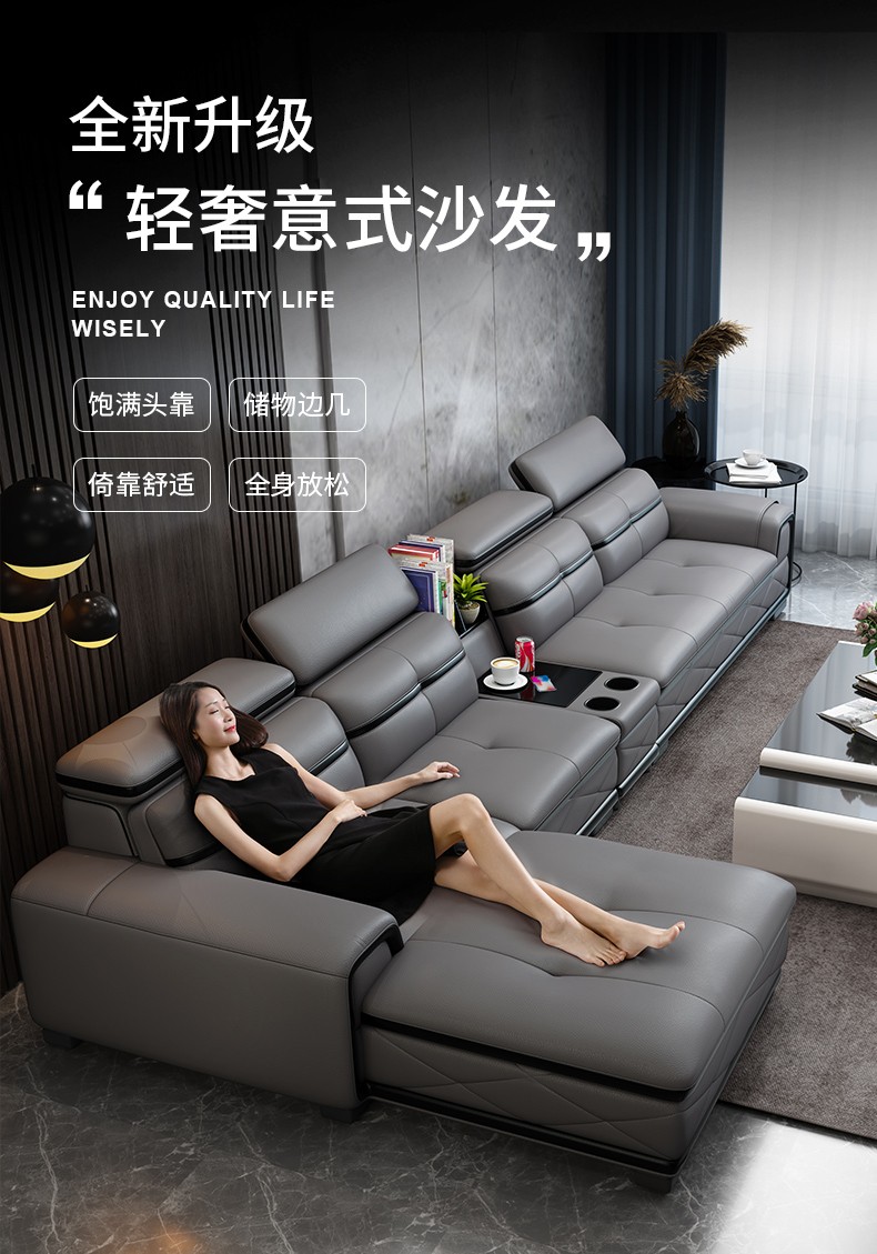 皇家公馆 真皮沙发牛皮简约中厚皮艺沙发现代客厅整装沙发组合家具 125cm丨双扶手单人位 【标准版-木架10年质保】