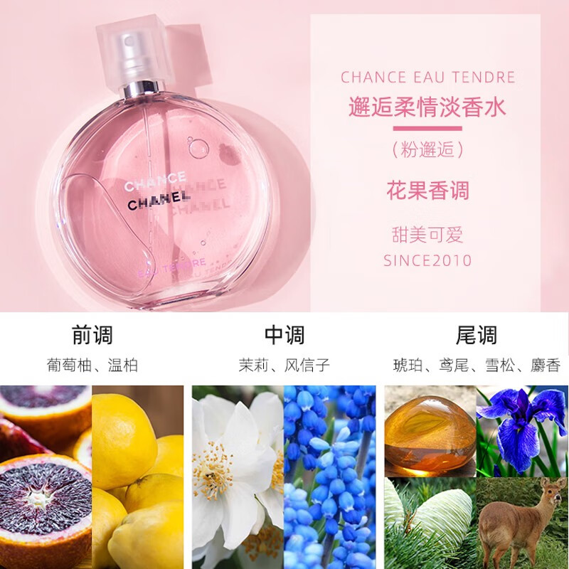 香奈儿（Chanel）香水女士粉邂逅coco香水礼盒持久花香调淡香生日礼物女送老婆女友 【人气王】粉邂逅淡香水35ml