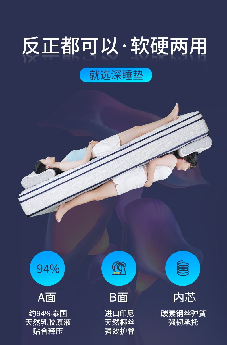 顾家家居 床垫 天然乳胶床垫席梦思弹簧护脊椰棕垫软硬两用深睡垫M0088 【2天发货】【经典耐用】0088A-1.8*2.0