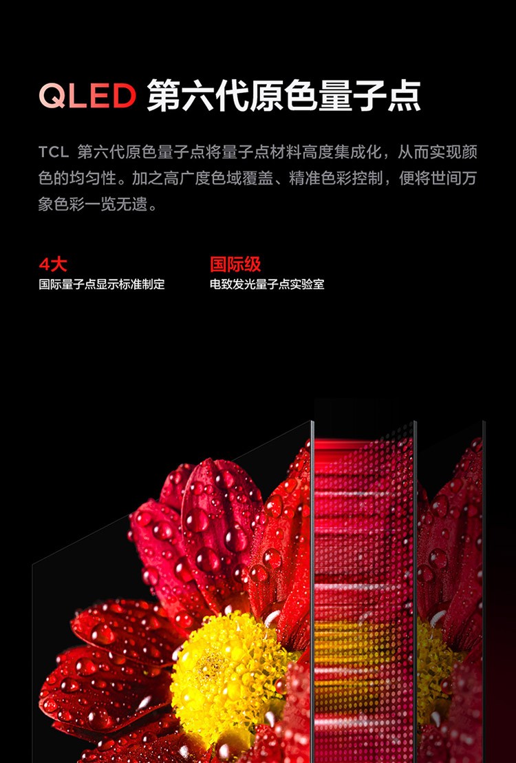 TCL 电视 65T8E Max 65英寸QLED原色量子点电视 4+64G 120Hz 4K超清