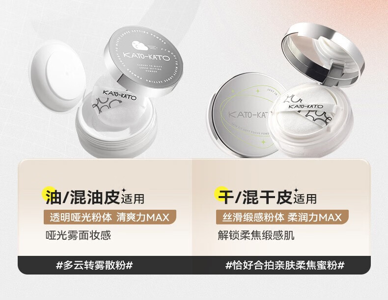 KATO-KATO 散粉定妆粉蜜粉持妆控透明自然裸妆油轻薄国货平价遮瑕豆豆同款 【全肤质】新版裸色6.5g