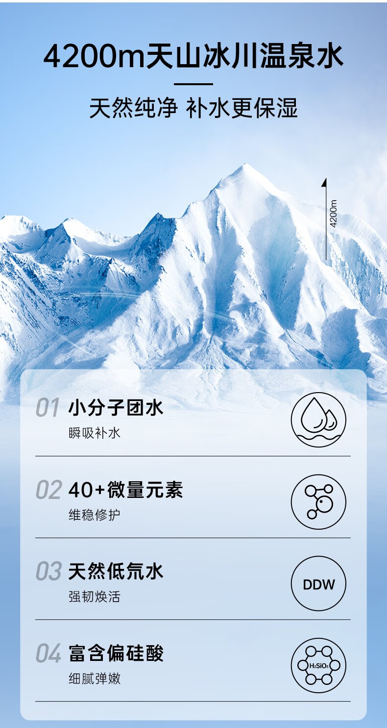 弥玥泉 冰川温泉水保湿喷雾小分子补水修护爽肤水 敏感肌可用 冰川温泉保湿喷雾300ml+150ml