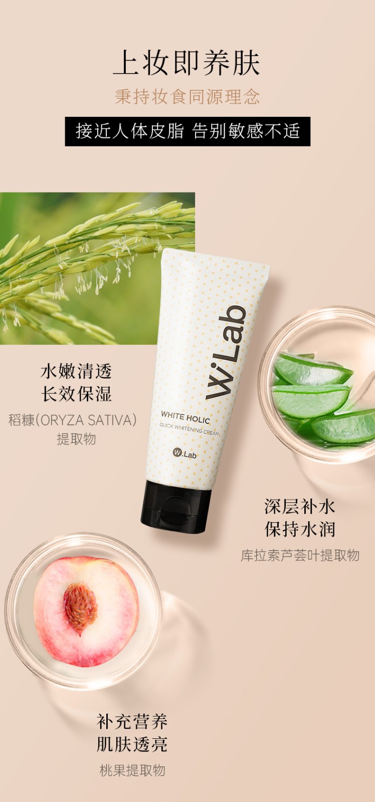 wlab（w.lab）大福留素颜霜遮瑕毛孔补水润滋保湿润泽肤色淡化祛斑男女可用 素颜霜100ml
