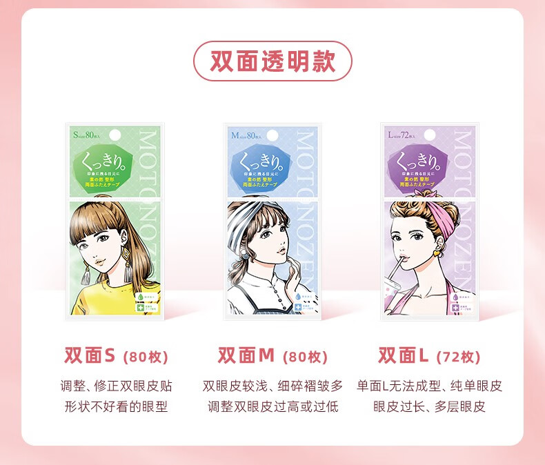 素之然（MOTONOZEN）日本素之然粉底双眼皮贴隐形自然无痕女蕾丝肿眼泡专用美目 白皙肤 单面M01 两件