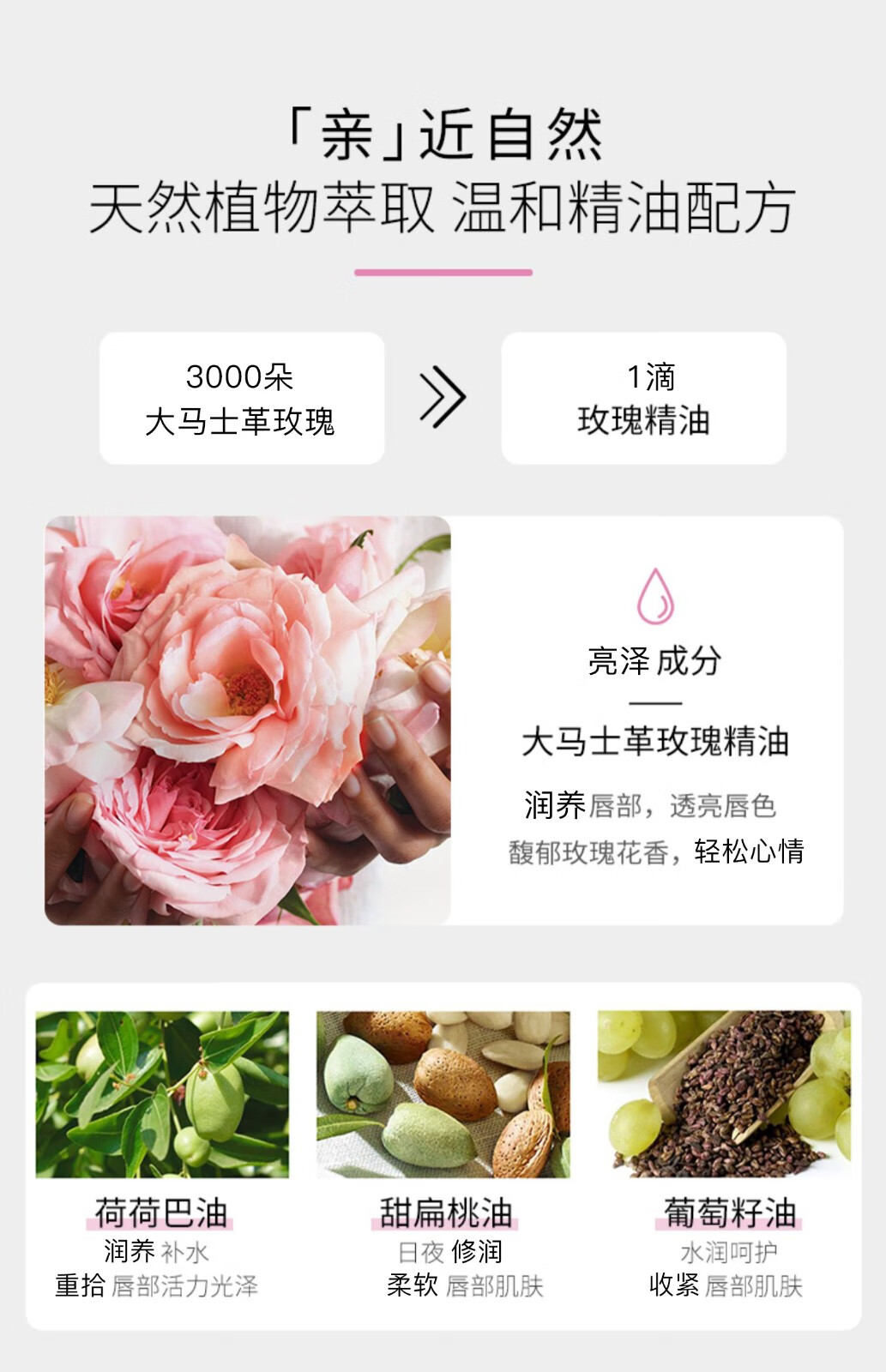 嘉媚乐（CAMENAE）玫瑰保湿唇蜜保湿滋润淡化唇纹秋冬轻透莹亮润唇蜜15g 15g