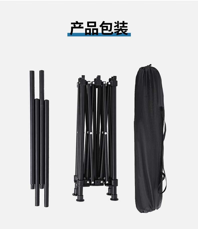 午憩宝户外桌椅套装便携式露营桌椅车载轻铝合金蛋卷桌子易收纳写生椅庭院阳台室外桌子广告宣传摆摊 【铝合金四人桌】酷黑-52*52CM（送收纳袋 ）