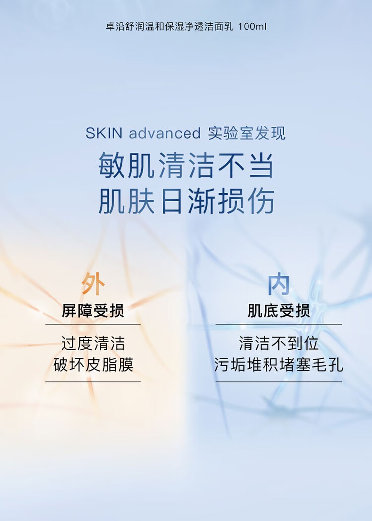 卓沿（SKIN ADVANCED）屈臣氏SA白金舒润氨基酸洁面泡沫洗面奶 新旧包装随机发货 净柔洁颜泡沫150ml*2