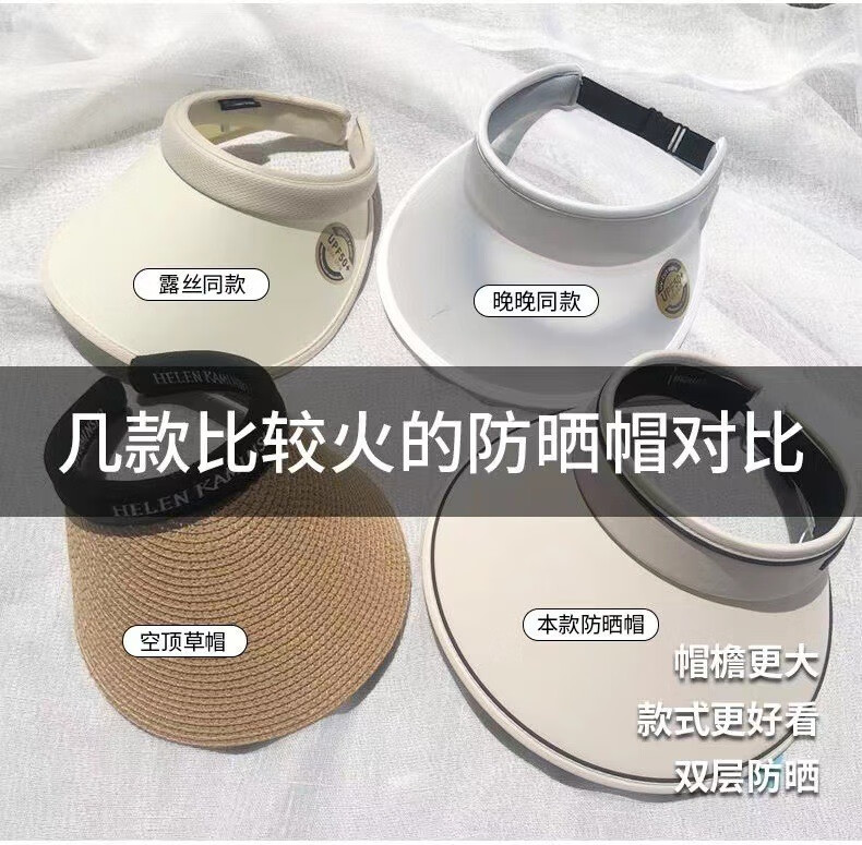 帝达芙美妆估计其他美妆工具防-外-线-遮-阳-帽-遮-脸-大-帽-檐-发-箍 可折叠款-米白