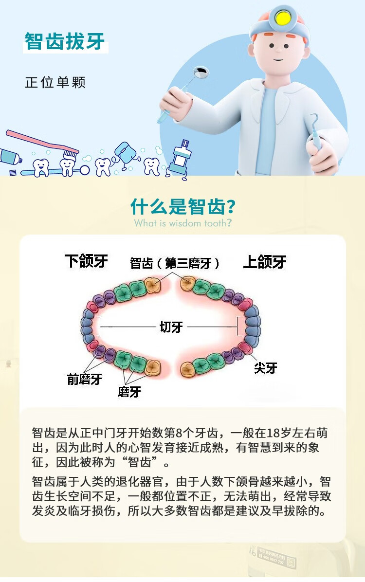 3，正位上頜智齒單顆拔除套餐侷部麻醉拔牙拔除牙痛發炎牙科口腔