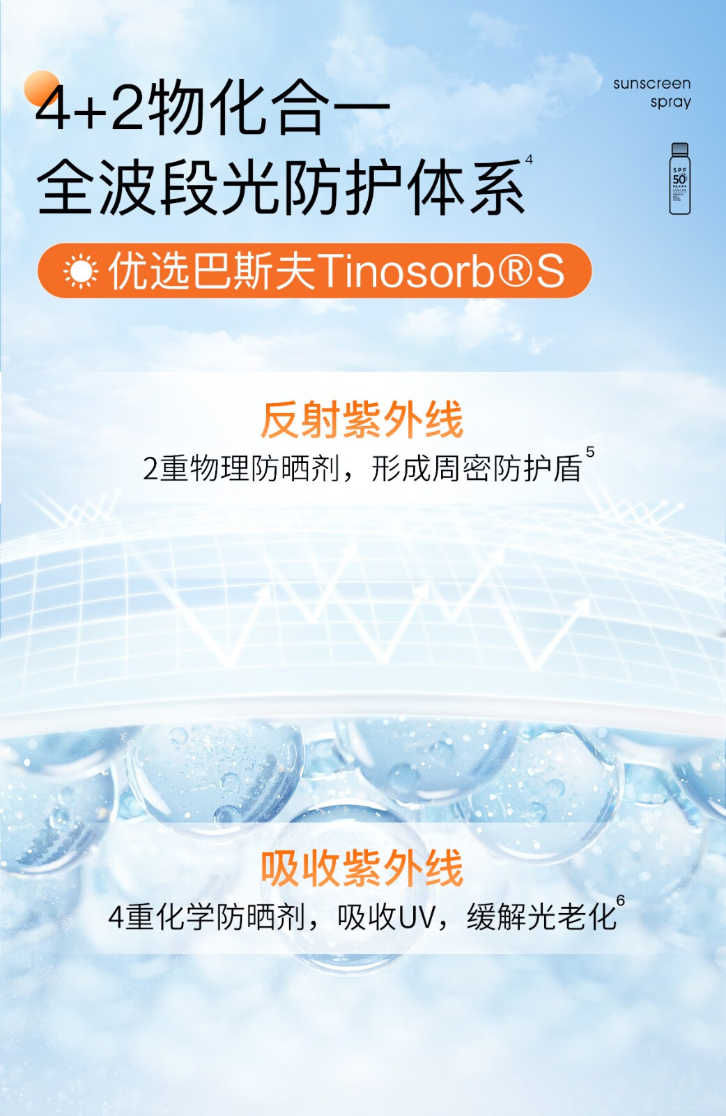 高姿高姿精华防晒霜美白喷雾隔离男女学生军训防晒轻薄不油腻防晒乳 美白防晒喷雾120ml*1