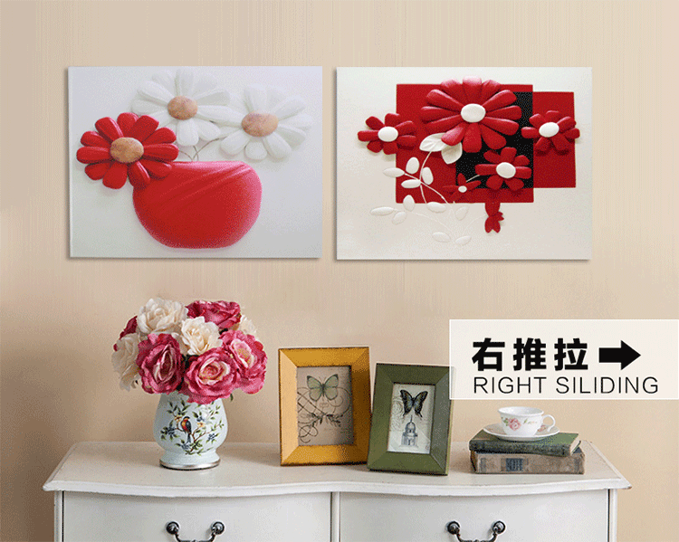 
                                        格美奇电表箱装饰画两联画现代客厅配电箱遮挡画餐厅挂画沙发背景墙壁画 LT03 70x50二联右推拉                