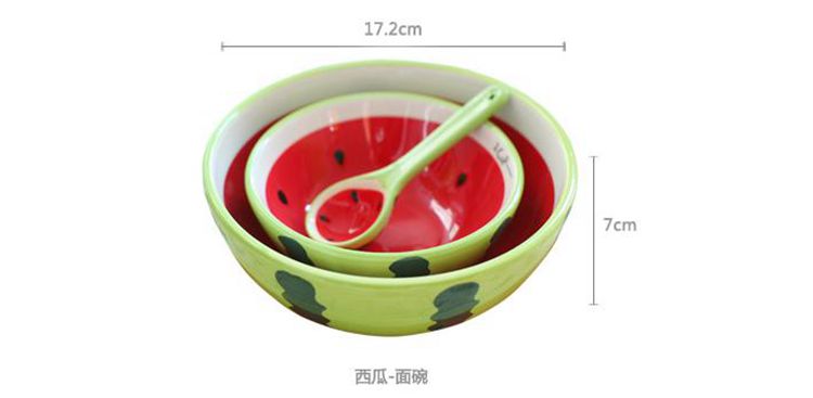可爱创意大号水果西瓜碗陶瓷碗面碗饭碗汤碗6.5寸 餐具日韩式包邮 水果碟8寸4个套装