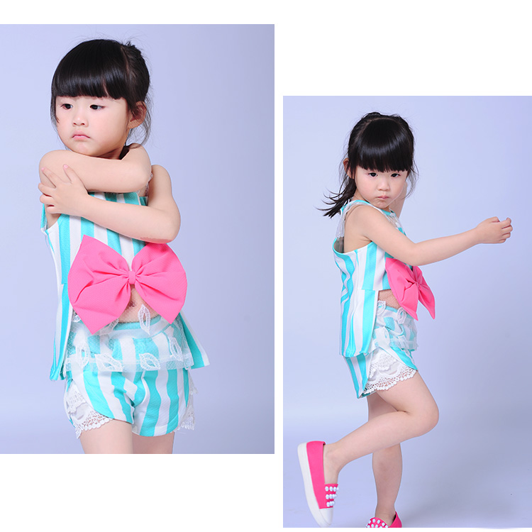 玩美从速<em>女童</em>宝宝夏季套装无袖<em>上衣加短裤</em>韩版