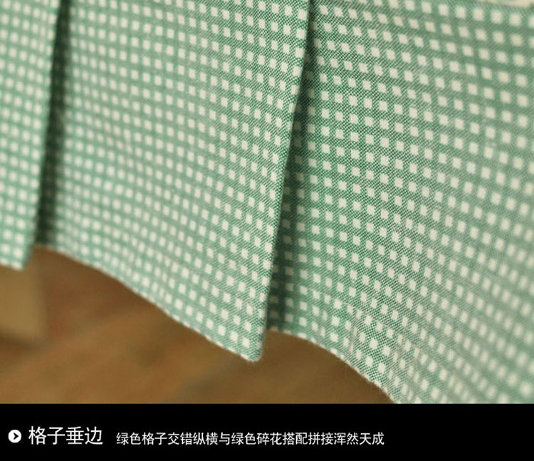 沃米兔 涤棉 美式乡村灰绿色布艺连体椅套  软包椅套 餐桌椅套 椅背套 椅子套 需定做尺寸 定做碎花+格子边款椅套 请注意 定做尺寸 不退不换
