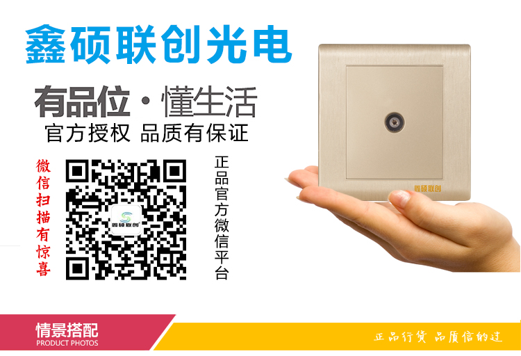 鑫硕联创家装超薄款电视插座 S85系列面板 香槟金S600