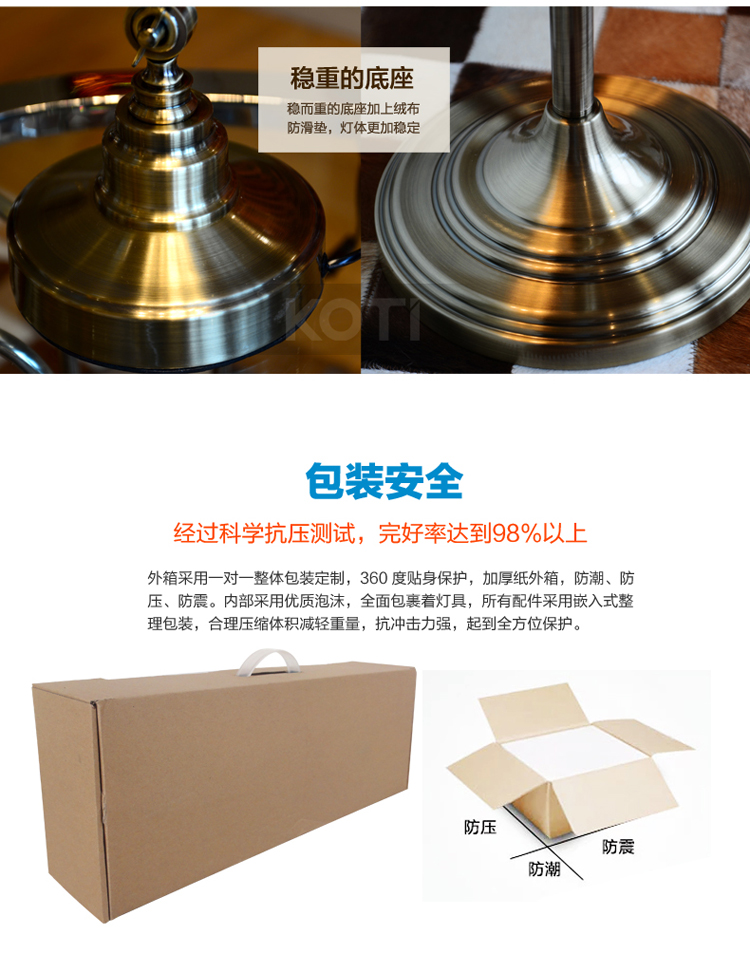 KOTI欧式全铜台灯 客厅卧室装饰床头灯书房办公台灯美式乡村复古 KT-308欧式复古台灯-送灯泡