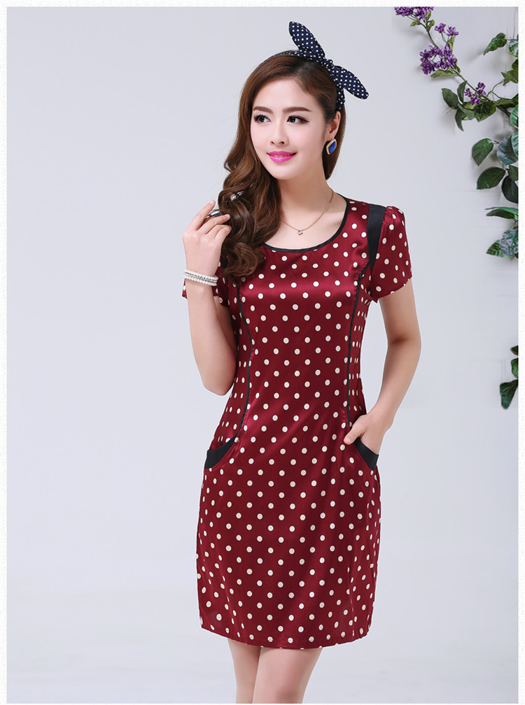 Baoxinfu 2015 summer and indeed increase, women with short-sleeved dresses Korean version of the new, round-collar wave point package and 7894 blue dot XXXL pictures, price, brand platters! Elections are good character, the national distribution, so why buy now enjoy more preferential! Health