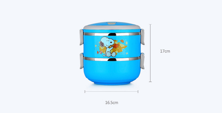 史努比饭盒 不锈钢双层手提便当盒 1.8L粉红色