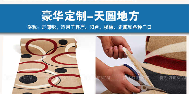真彩 绒面可剪裁定制走廊吸水地垫玄关门厅脚垫定做进门垫入户门垫 咖啡石头 宽度100长10厘米