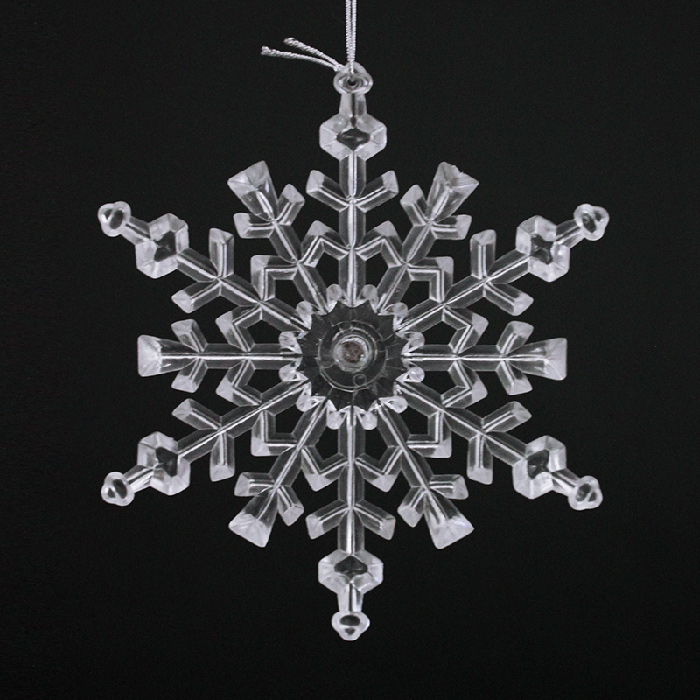 诺琪透明亚克力闪光LED圣诞雪花挂饰 14.5cm圣诞节装饰品 橱窗店铺装饰挂件 节庆饰品