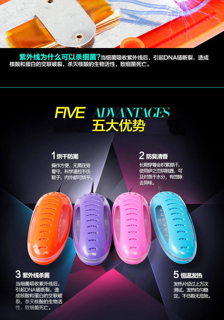 
                                        伊之恋 紫光烘鞋器 暖鞋器 干鞋器 烘鞋机 湿鞋烘干 YL-016 蓝色                