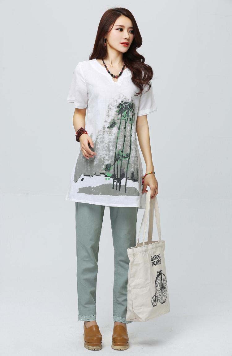 Love Lin's 2015 new stylish new cotton Ma arts 100 solid ground shirt spring and summer long, linen painting Female short-sleeved white XXL pictures, price, brand platters! Elections are good character, the national distribution, so why buy now enjoy more preferential! Health