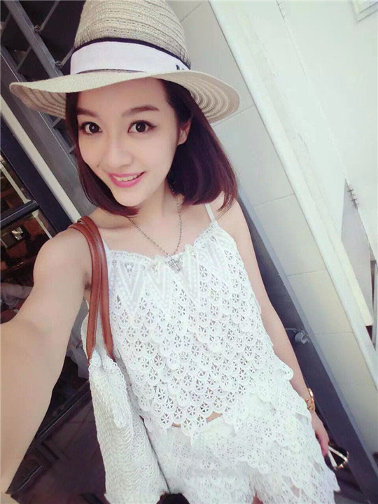 欧美名媛大牌性感夜店短款露脐吊带 松紧裙裤蕾丝套装女kz7709 白色