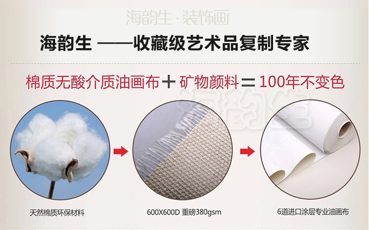 
                                        海韵生 沙发背景墙画挂画客厅现代装饰画餐厅壁画国画中式装饰画复古装饰画仿油画无框画三联画 家和富贵 70*70*3                