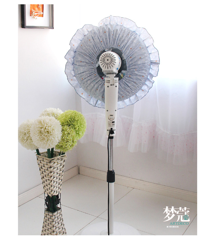 梦蔻 ARTDECO  布艺圆风扇罩防尘罩53*53cm(含花边) 蓝色湖畔
