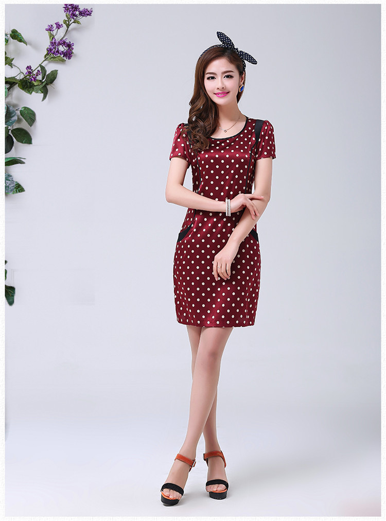 Baoxinfu 2015 summer and indeed increase, women with short-sleeved dresses Korean version of the new, round-collar wave point package and 7894 blue dot XXXL pictures, price, brand platters! Elections are good character, the national distribution, so why buy now enjoy more preferential! Health