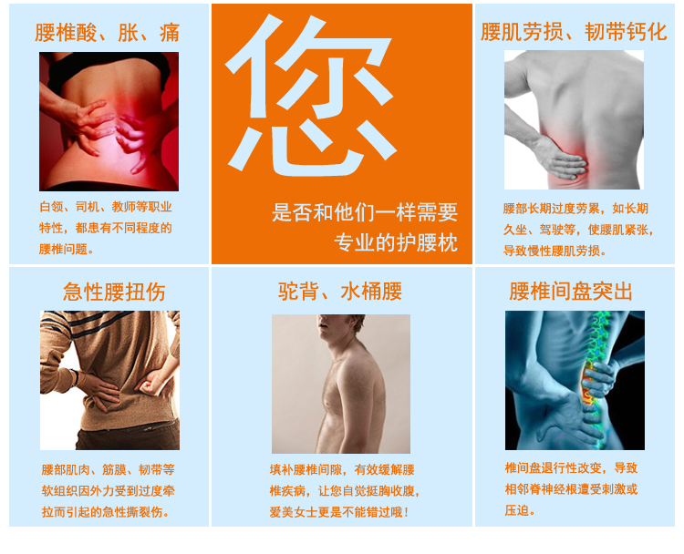 佩雷思腰枕 记忆棉腰椎理疗护腰靠垫 睡眠腰枕腰垫 厚款--咖色 60cm