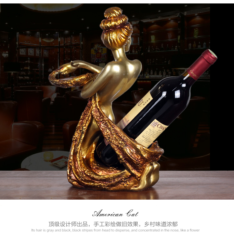 
                                                                                悦吉祥 客厅欧式装饰品马酒架摆件创意家居工艺品酒柜电视柜办公室桌面摆设 HF003-D 红铜色                