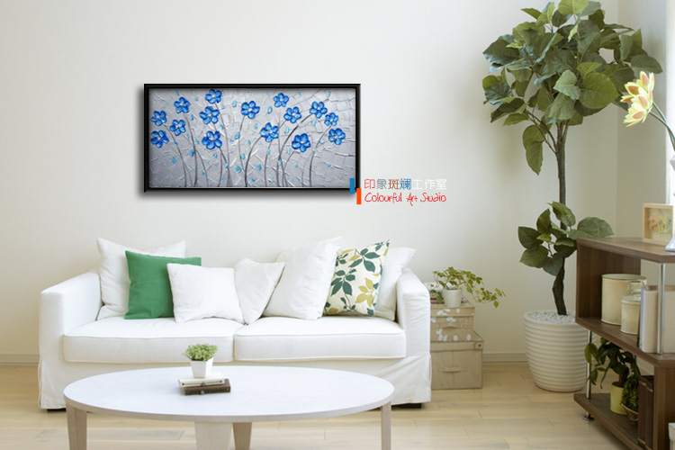万物生长 纯手绘原创油画 客厅卧室书房壁画 现代简约抽象花卉装饰画  印象斑斓 万物生长A 80X160cm