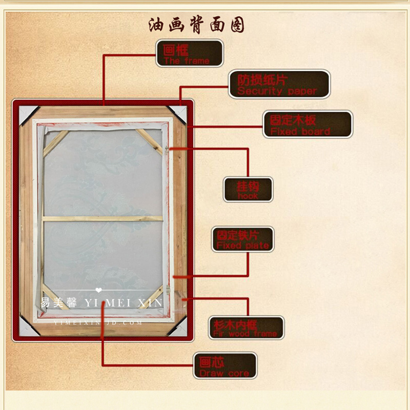 
                                        易美馨手绘油画客厅挂画家居风水画装饰画玄关一帆风顺帆船 简约金外框 带框70X60CM                