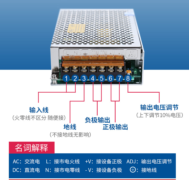 220v变24v开关电源接线,220v变24v开关电源 【七仓配送】开关电源24v直流led显示屏监控电源ac220