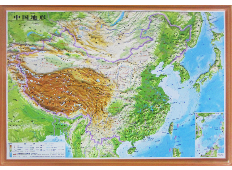 【博目立体地图精雕版】中国地形图地势地貌地图 54*37cm 4开立体地图