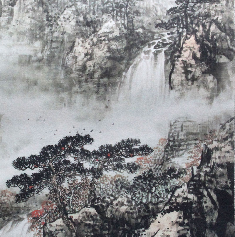 
                                        创意吧吧 原创名家水墨国画风景山水画 可收藏装饰 斗方 05 鸿运当头 三尺(50*50cm  外框尺寸)                