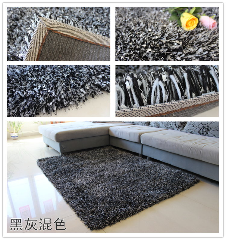 
                                        至尚家居 新品时尚大气加密加厚5cm弹力丝地毯小旗纱地毯亮丝地毯客厅茶几卧室床边婚房地毯 卡其色_弹加小旗 1.2*1.7m                