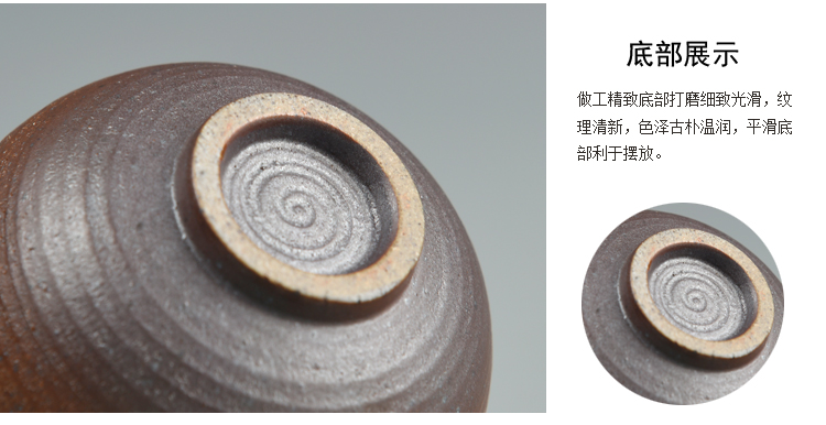 
                                        肖字和徳 柴烧仿古茶杯粗陶品茗杯 功夫茶具配件 柴窑单杯 粗陶水杯 仿古柴烧-聚福杯                