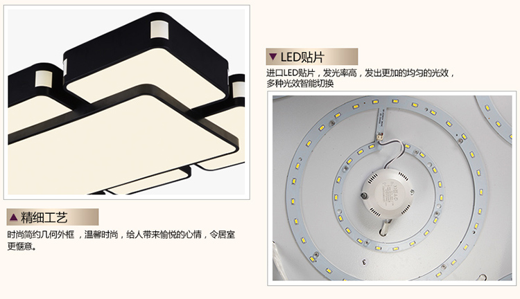 
                                        艾登 现代简约客厅灯 卧室灯 餐厅灯 书房灯 LED吸顶灯超薄天空之城Y8349 黑色5头小号 单色白光                