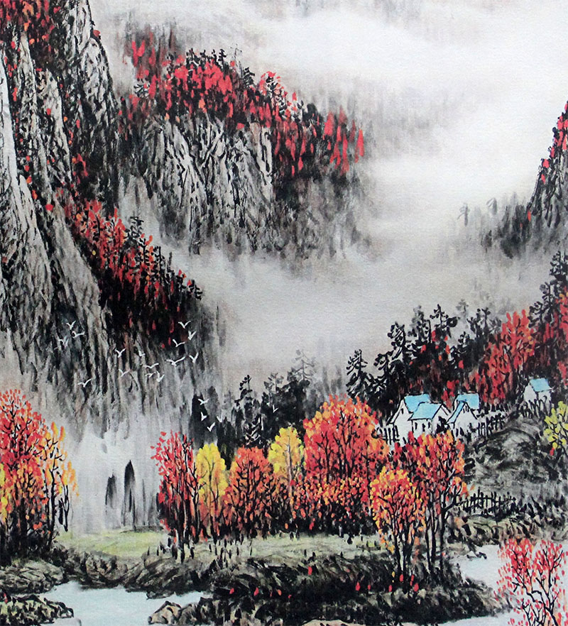 
                                        创意吧吧 原创名家水墨国画风景山水画 可收藏装饰 斗方 05 鸿运当头 三尺(50*50cm  外框尺寸)                