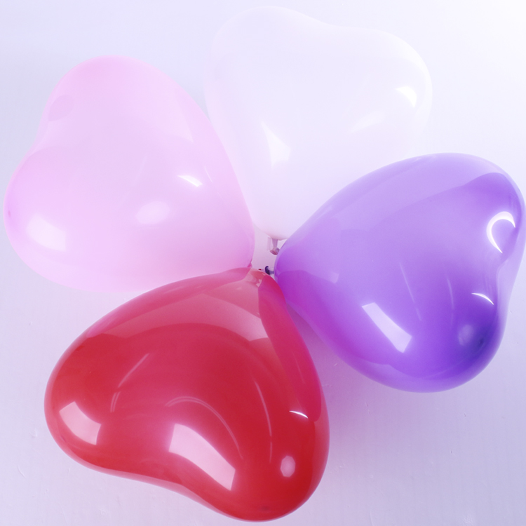 贝乐美 乳胶爱心气球 婚庆用品求婚 结婚心形 爱心婚庆气球 婚房装饰 情人节 红粉白紫混色100个装赠送一个打气筒