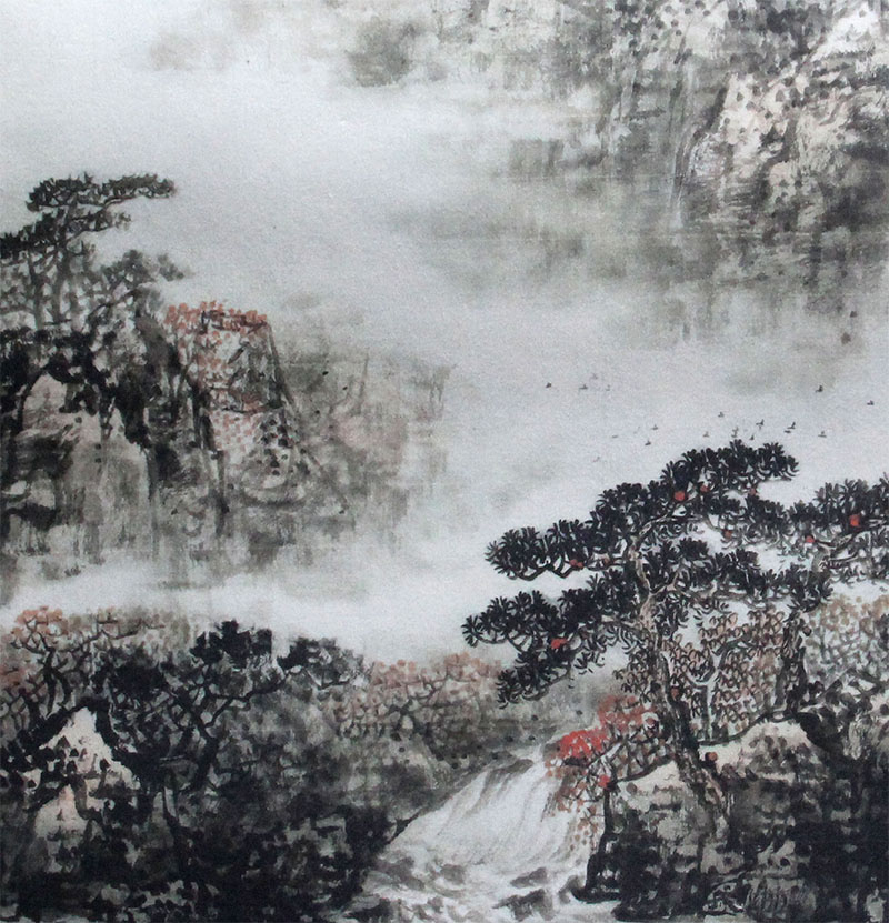 
                                        创意吧吧 原创名家水墨国画风景山水画 可收藏装饰 斗方 05 鸿运当头 三尺(50*50cm  外框尺寸)                